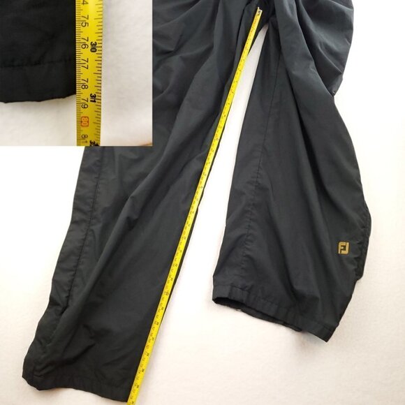 FootJoy DryJoys Golf Rain Pants Black Tear Away Zippered Snaps Men's Large - Picture 7 of 12